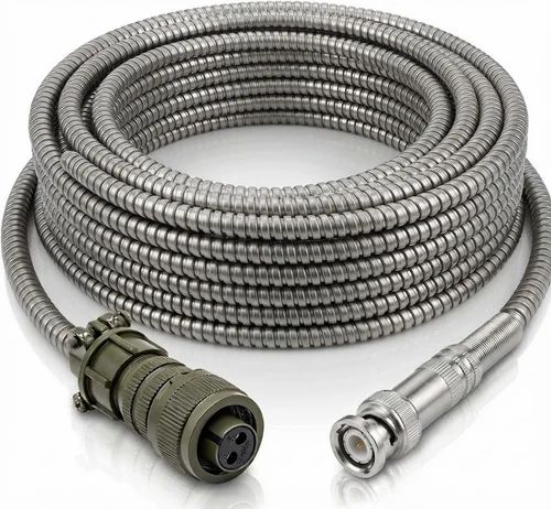 Flexible Armoured Industrial Cable Assembly (SS Conduit with BNC) (SKU: BCNT-CBL-ARM-BNC-05M) - BCNT Technologies
