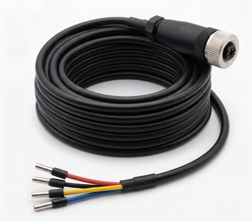 M12 Accelerometer Cable - 4-Pin A-Coded to Open End / BNC (High-Flex Shielded) - View 3 (SKU: BCNT-AJ-M-BN-005)