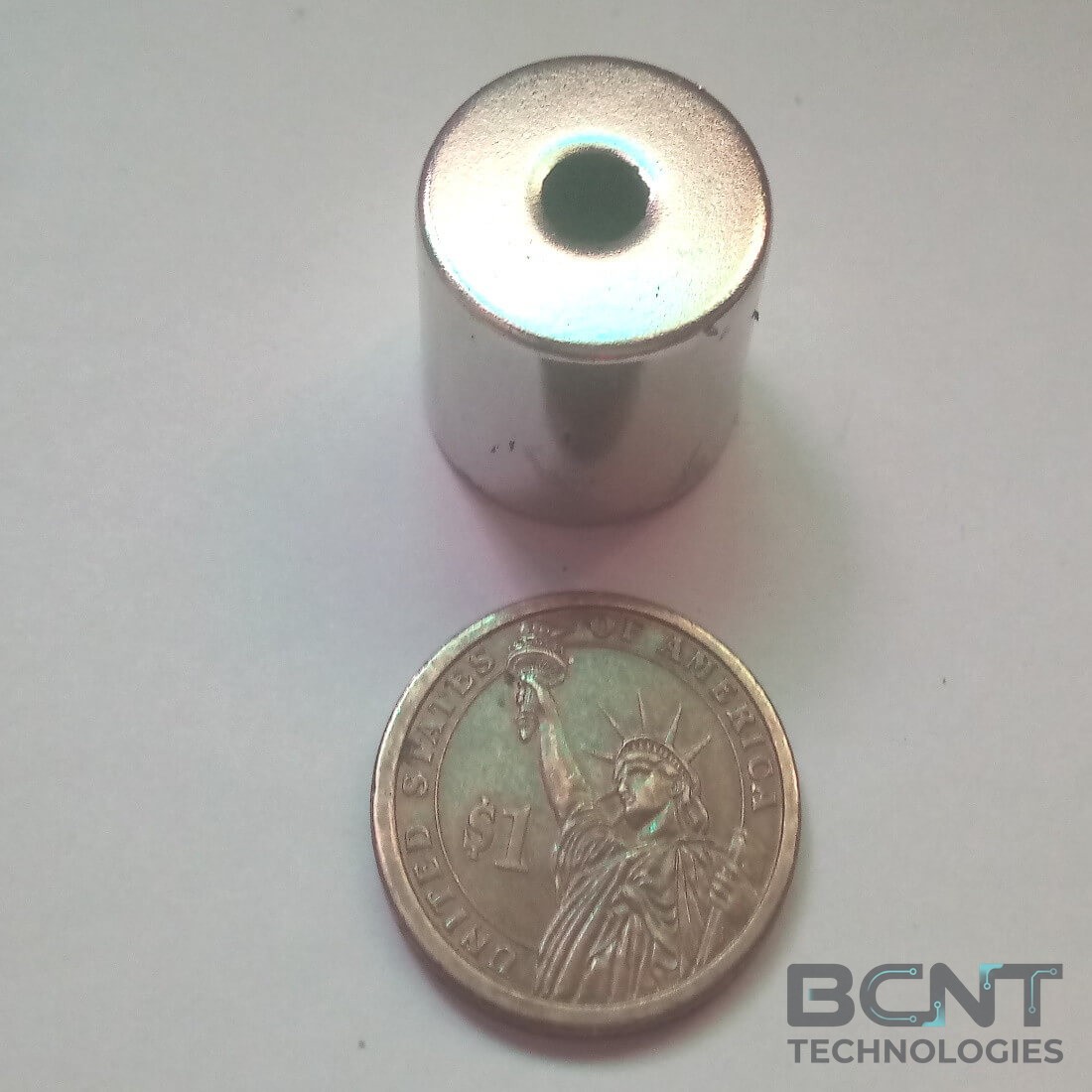 Neodymium Ring Magnet - 22.5mm x 6.5mm (Hole) x 18mm thick., (SKU: R-22.5-6.5H-18-N35) | BCNT TECHNOLOGIES
