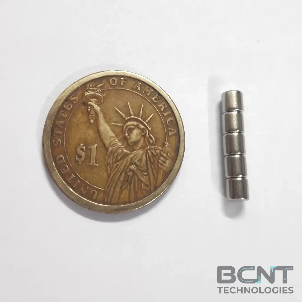 Neodymium Cylinder Magnet - 4 x 4mm Strong Cylinder (SKU: BCNT-MAG-PM-6814) | BCNT TECHNOLOGIES