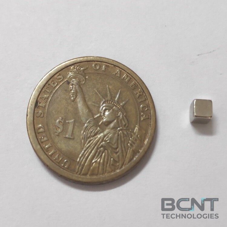 Neodymium Cube Magnet - 4mm x 4mm x 4mm Cube (SKU: C-4-4-4-N42) | BCNT TECHNOLOGIES