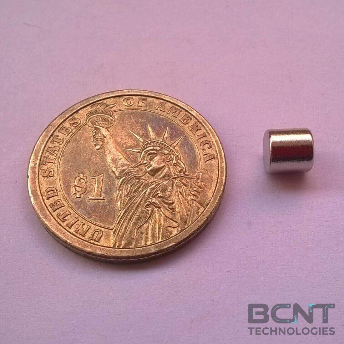 Neodymium Cylinder Magnet - 5 x 5mm Strong Cylinder (SKU: C-5-5-Nxx) | BCNT TECHNOLOGIES