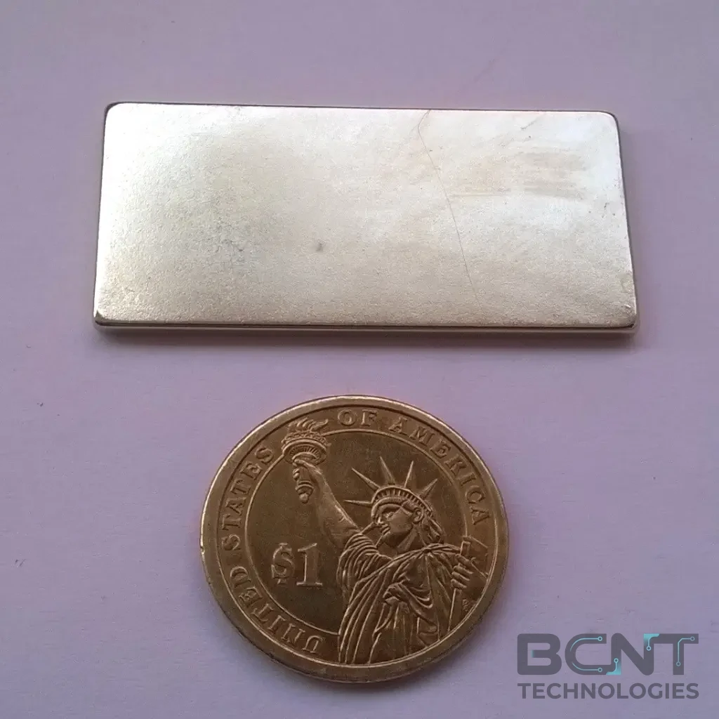 Neodymium Block Magnet - 50 x 25 x 2mm (SKU: B-50-25-2-N35) | BCNT TECHNOLOGIES