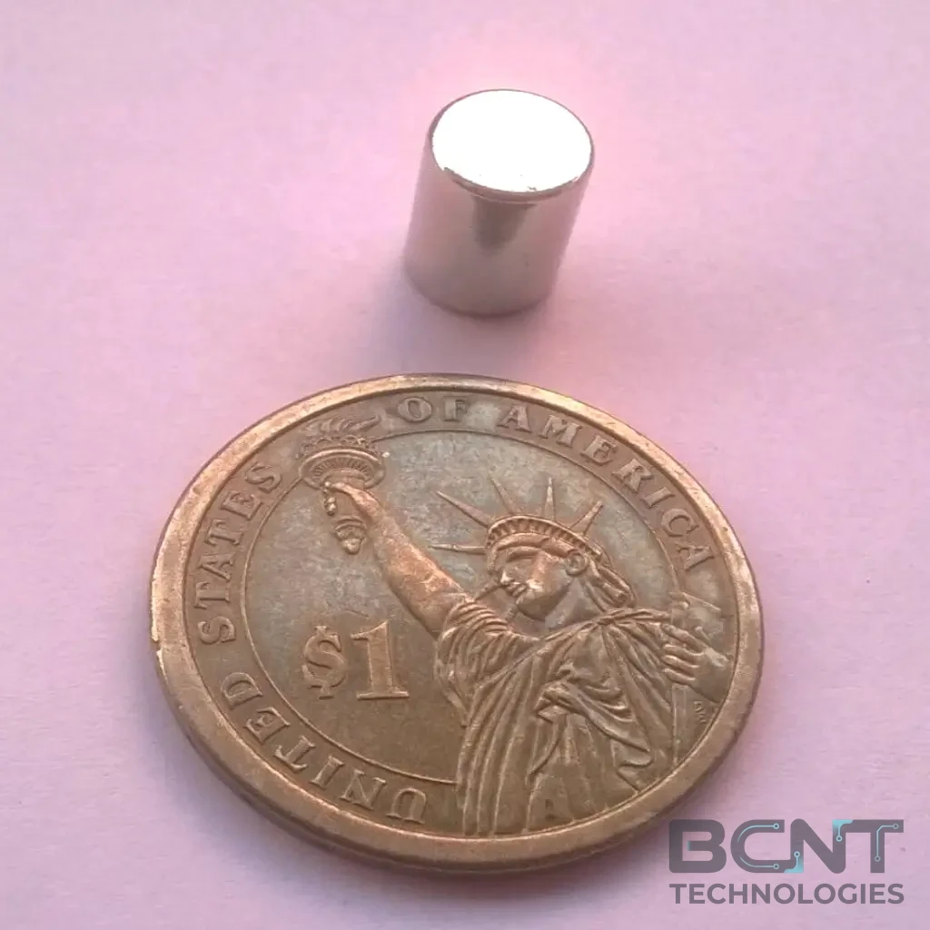 Neodymium Cylinder Magnet - 8 x 10mm s (SKU: BCNT-MAG-PM-188) | BCNT TECHNOLOGIES