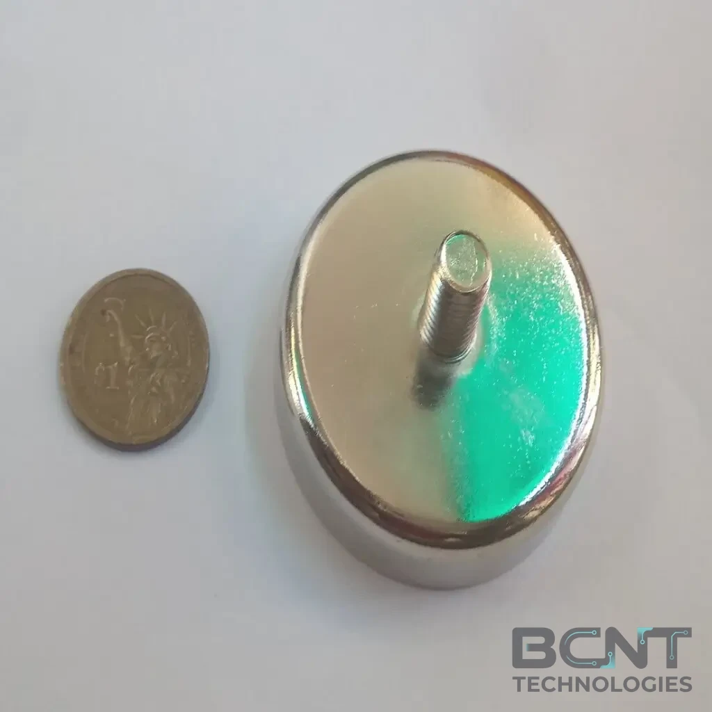 Neodymium Pot Magnet - External Thread PME C60 Strong Force 112Kg (SKU: PME-C60) | BCNT TECHNOLOGIES