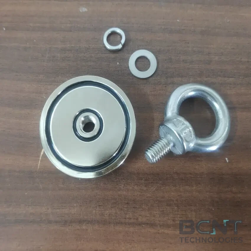 Neodymium Hook Magnet - Fishing with M8 Eyebolt PME RS48 3 Strong Force 80Kg (SKU: PME-RS48-3) | BCNT TECHNOLOGIES