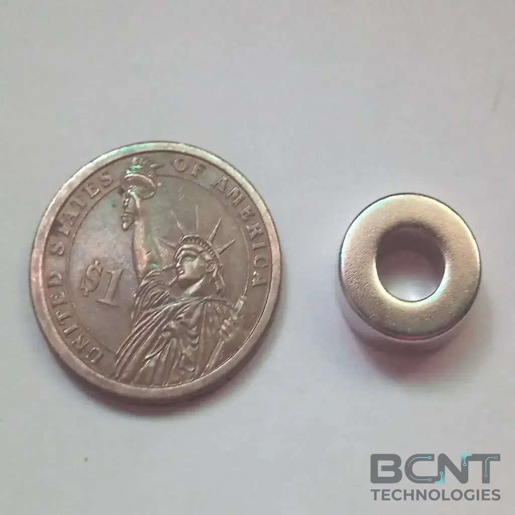 Neodymium Ring Magnet - OD15 x ID7 x 5mm (SKU: R-15-7H-5-N52) | BCNT TECHNOLOGIES
