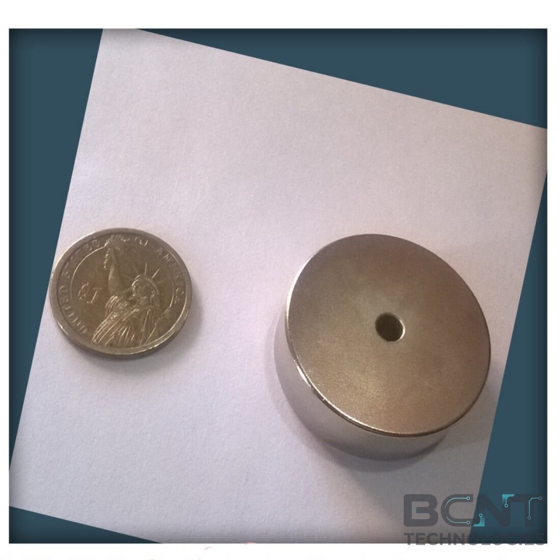 Neodymium Ring Magnet - OD39.5 x ID5 x 12.50mm (SKU: R-39.5-5H-12.5-N35) | BCNT TECHNOLOGIES