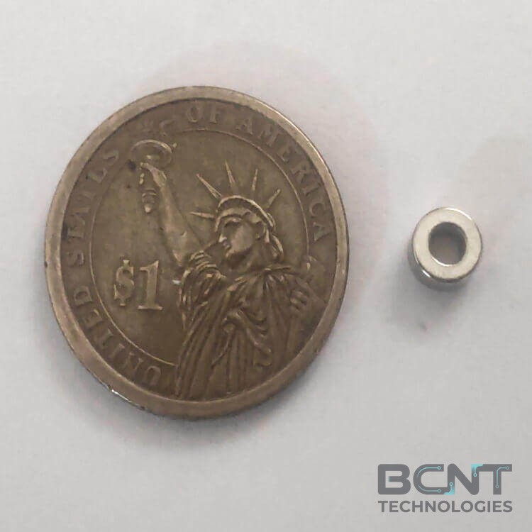 Neodymium Ring Magnet - OD6 x ID3 x 3mm Strong Ring (SKU: R-6-3H-3-N35) | BCNT TECHNOLOGIES