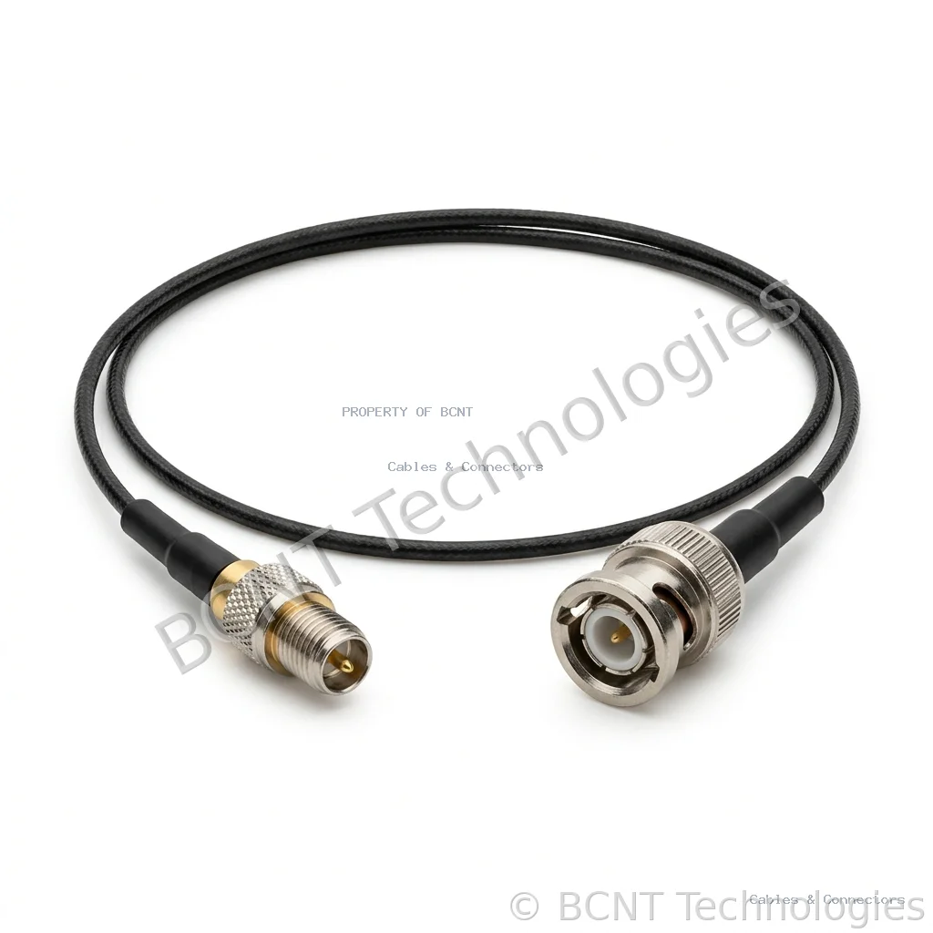 RG178 Coaxial Cable - 10-32 Microdot to BNC (High Temperature FEP) (SKU: BCNT-AJ-MI-BN-005) | BCNT TECHNOLOGIES