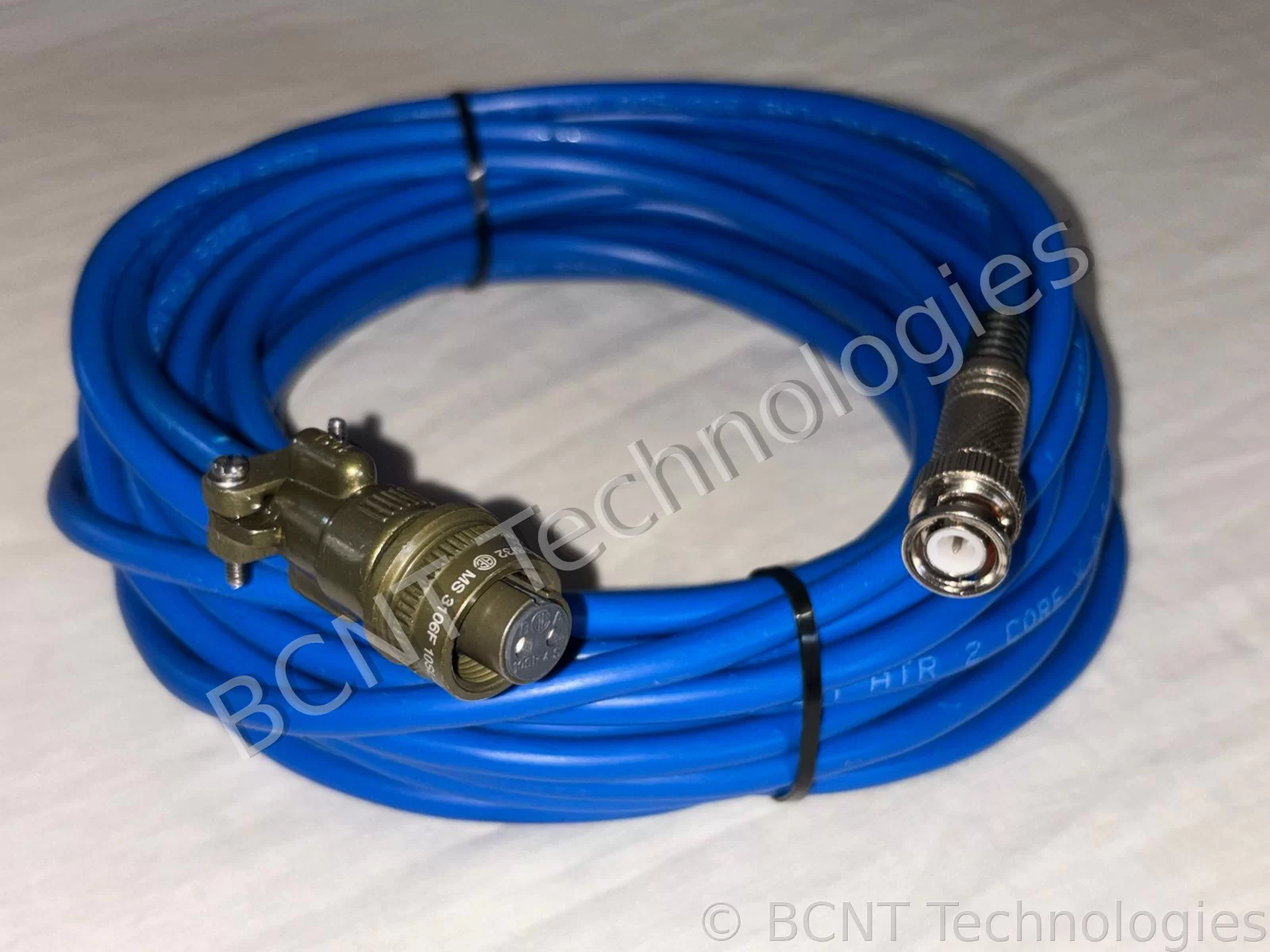 Vibration sensor cable 2 Pin MIL to BNC (SKU: BCNT-JS-DB) | BCNT TECHNOLOGIES